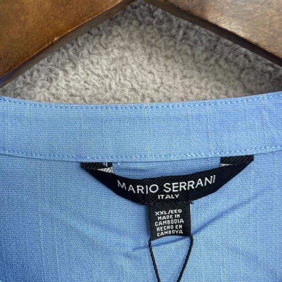NEW Mario Serrani Women's Size XXL Button Front Blouse Sky Blue Relaxed Fit - Picture 5 of 9